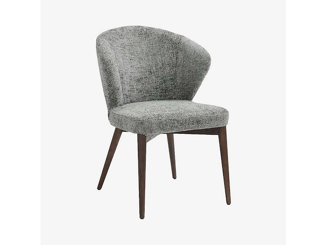 Set van 2 stoelen in chenillestof en massief hout met walnootafwerking - sparrengroen - afbeelding 3 van  8