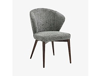 Set van 2 stoelen in chenillestof en massief hout met walnootafwerking - sparrengroen - afbeelding 3 van  8