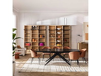 Set van 2 stoelen in stof en zwart metaal - terracotta