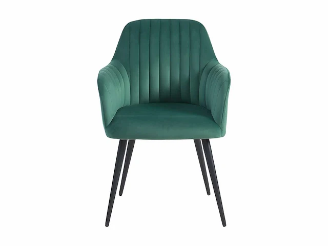 Set van 2 stoelen met armleuningen in fluweel en zwart metaal - groen - afbeelding 3 van  6