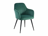 Set van 2 stoelen met armleuningen in fluweel en zwart metaal - groen - afbeelding 4 van  6