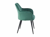 Set van 2 stoelen met armleuningen in fluweel en zwart metaal - groen - afbeelding 5 van  6