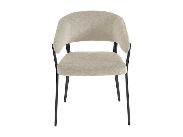 Set van 2 stoelen met armleuningen in stof en zwart metaal - beige - afbeelding 3 van  8