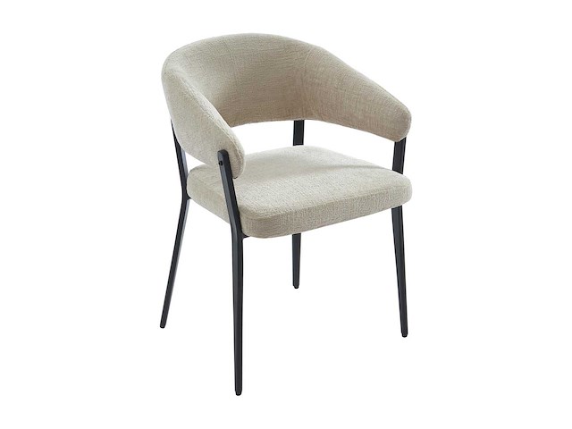 Set van 2 stoelen met armleuningen in stof en zwart metaal - beige - afbeelding 4 van  8