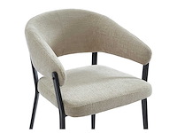 Set van 2 stoelen met armleuningen in stof en zwart metaal - beige - afbeelding 5 van  8