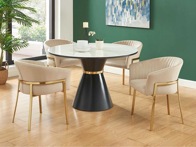 Set van 2 stoelen met armleuningen van fluweel en goudmetaal - beige - door pascal morabito - afbeelding 1 van  7