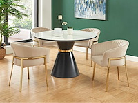 Set van 2 stoelen met armleuningen van fluweel en goudmetaal - beige - door pascal morabito - afbeelding 1 van  7