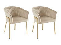 Set van 2 stoelen met armleuningen van fluweel en goudmetaal - beige - door pascal morabito - afbeelding 2 van  7