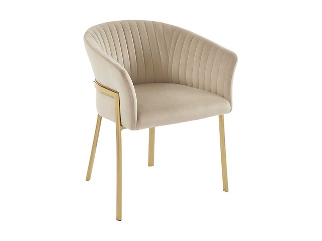 Set van 2 stoelen met armleuningen van fluweel en goudmetaal - beige - door pascal morabito - afbeelding 4 van  7