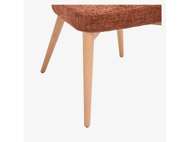 Set van 2 stoelen van chenillestof en massief hout met eikenhouten afwerking - terracotta - afbeelding 4 van  7