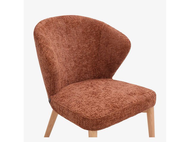 Set van 2 stoelen van chenillestof en massief hout met eikenhouten afwerking - terracotta - afbeelding 5 van  7