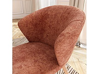 Set van 2 stoelen van chenillestof en massief hout met eikenhouten afwerking - terracotta - afbeelding 6 van  7