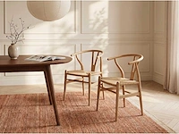 Set van 2 teak en stro stoelen - natuurlijk