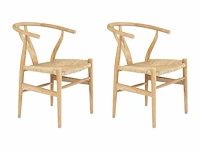 Set van 2 teak en stro stoelen - natuurlijk - afbeelding 2 van  6