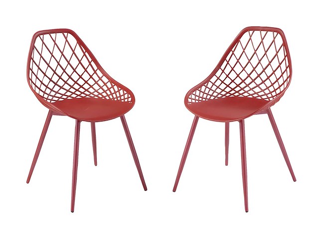 Set van 2 tuinstoelen van polypropyleen met metalen poten - terracotta - afbeelding 2 van  6