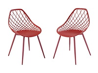 Set van 2 tuinstoelen van polypropyleen met metalen poten - terracotta - afbeelding 2 van  6