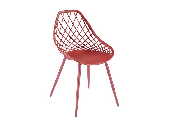 Set van 2 tuinstoelen van polypropyleen met metalen poten - terracotta - afbeelding 3 van  6