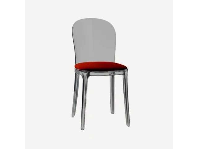 Set van 2 vanillestoelen - gerookte structuur - rode stoffen zitting (87 x 55 x 40 cm) - afbeelding 1 van  2