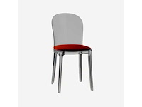 Set van 2 vanillestoelen - gerookte structuur - rode stoffen zitting (87 x 55 x 40 cm)