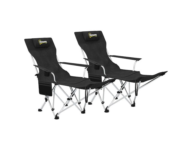 Set van 2 verligbare opvouwbare campingstoelen met voetsteun - afbeelding 2 van  5