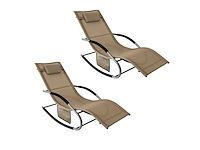 Set van 2 wiegende tuinligstoelen met hoofdsteun - afbeelding 2 van  8
