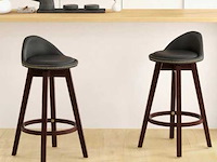 Set van 2 zwart gestoffeerde draaibare barkrukken - afbeelding 1 van  4