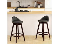 Set van 2 zwart gestoffeerde draaibare barkrukken - afbeelding 2 van  4