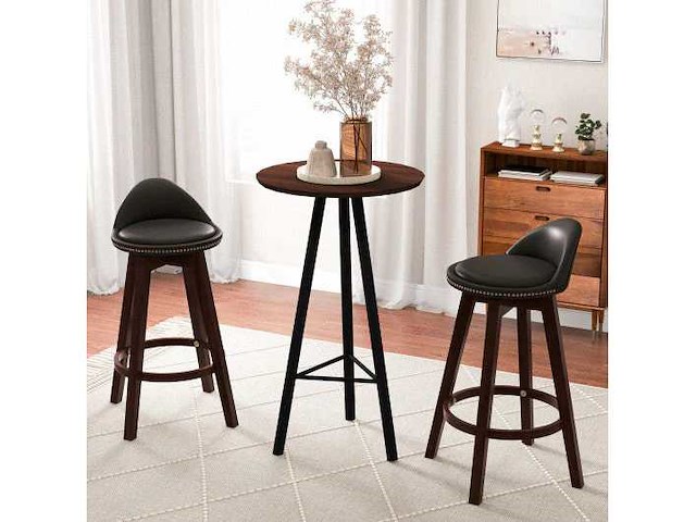 Set van 2 zwart gestoffeerde draaibare barkrukken - afbeelding 3 van  4