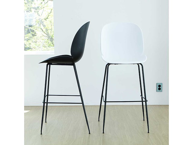 Set van 2 zwarte bella voetkrukjes - 65 cm - zwarte plastic zitting - afbeelding 4 van  5