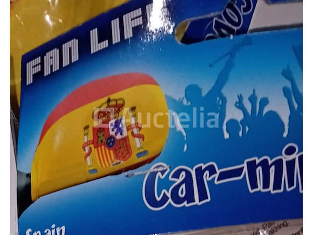 Set van 20 petten, belgische supporterpetten - nieuw set van 8 voetbalfanhoeden - nieuw set van 4 engelse supportersjaals - nieuw set van 12 verschillende spanje- en belgische voetbalfanbandana's - nieuw set van 8 pakketten supporter mirror protector spanje - nieuw set van 6 belgische supporterhoeden - gloednieuw set van 39 dozen van 5 stuks, items supporter belgië - nieuw - afbeelding 5 van  8