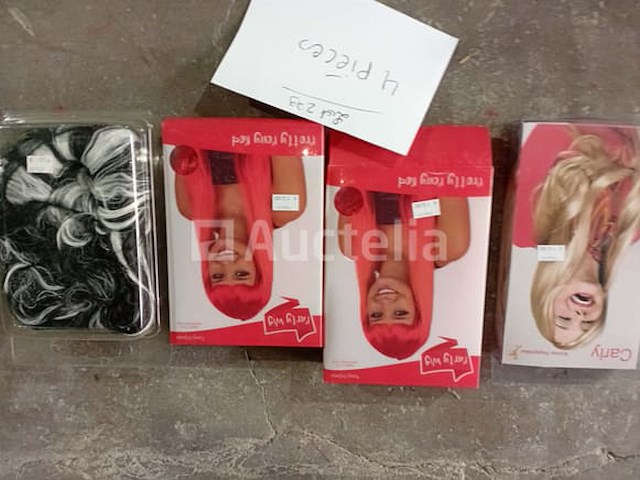 Set van 22 kermispruikensets - nieuwe diverse ontwerpen set van 2 einstein luxe pruikensets - nieuw set van 4 carnavalspruikensets verschillende modellen - nieuw set van 2 vampierpruikensets - nieuw set van 2 father whipper-pruiken - nieuw set van 31 pakjes kerstmanpruiken en baard - nieuw - afbeelding 2 van  6