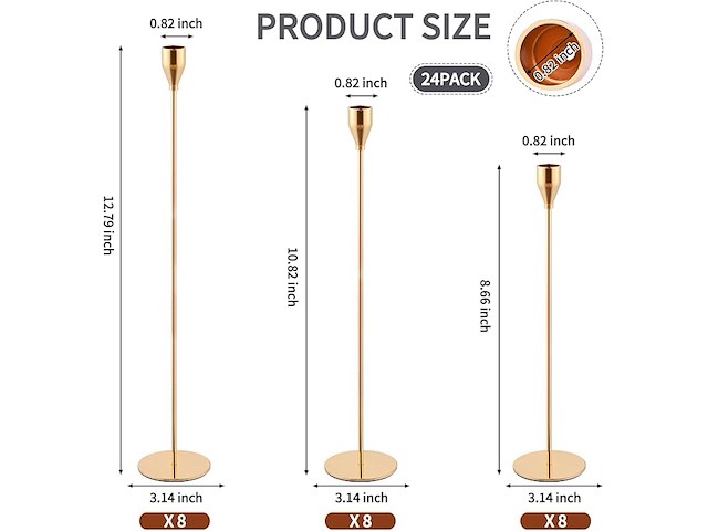 Set van 24 gouden kaarsenstandaards - afbeelding 2 van  3