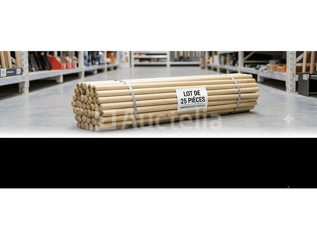 Set van 25 cilindrische handvatten in sparrenhout 1,40 m - diameter 2,4 cm - afbeelding 2 van  4