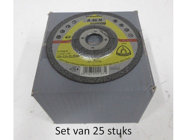 Set van 25x doorslijpschijf klingspor 170708 a46n 125x2,5x22,23mm - afbeelding 1 van  1
