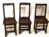 Set van 3 antieke eiken bidstoelen