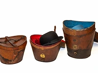 Set van 3 antieke lederen hoedendozen