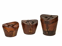 Set van 3 antieke lederen hoedendozen - afbeelding 2 van  3