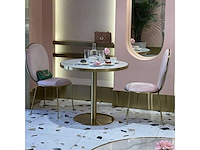 Set van 3 bruno eettafeltafels: 2 van 60 cm in diameter en 1 van 100 cm in diameter: gouden poot en massief wit synthetisch marmer - afbeelding 5 van  8