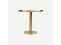 Set van 3 bruno eettafeltafels: 2 van 60 cm in diameter en 1 van 100 cm in diameter: gouden poot en massief wit synthetisch marmer - afbeelding 2 van  8