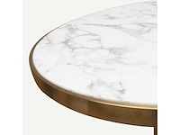 Set van 3 bruno eettafeltafels: 2 van 60 cm in diameter en 1 van 100 cm in diameter: gouden poot en massief wit synthetisch marmer - afbeelding 3 van  8