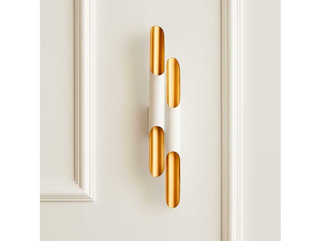 Set van 3 colta dubbele wandlampen 60cm - wit en goud - afbeelding 1 van  1