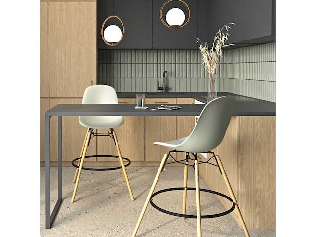 Set van 3 dsw kruk - witte stoel - zithoogte 65 cm - afbeelding 2 van  3