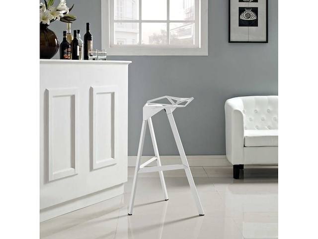 Set van 3 één magis barstoelen - metaal - wit - 68 cm hoog - afbeelding 2 van  5