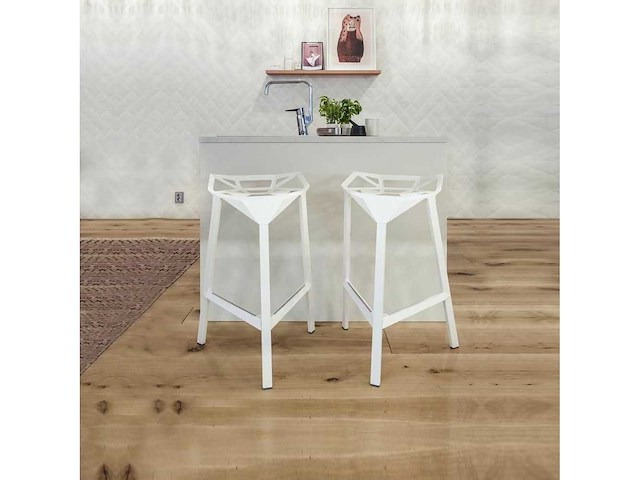 Set van 3 één magis barstoelen - metaal - wit - 68 cm hoog - afbeelding 3 van  5