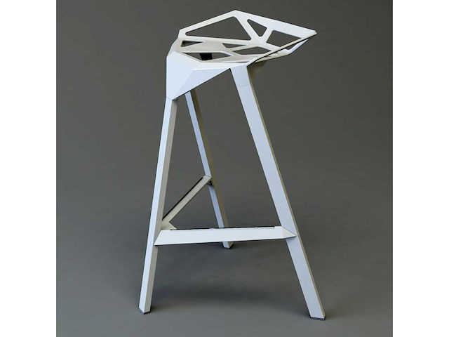 Set van 3 één magis barstoelen - metaal - wit - 68 cm hoog - afbeelding 4 van  5