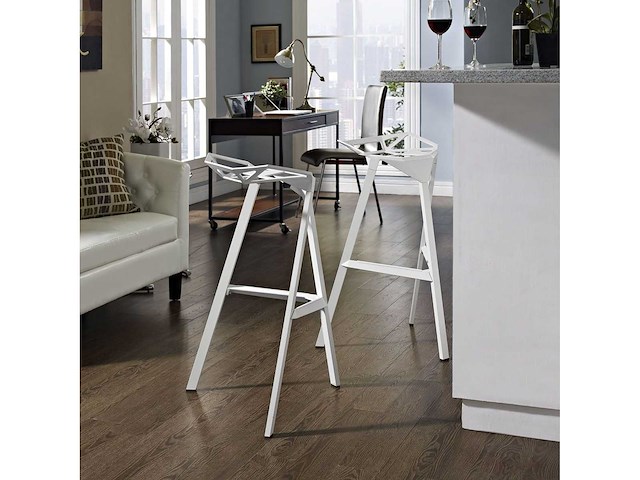 Set van 3 één magis barstoelen - metaal - wit - 68 cm hoog - afbeelding 5 van  5