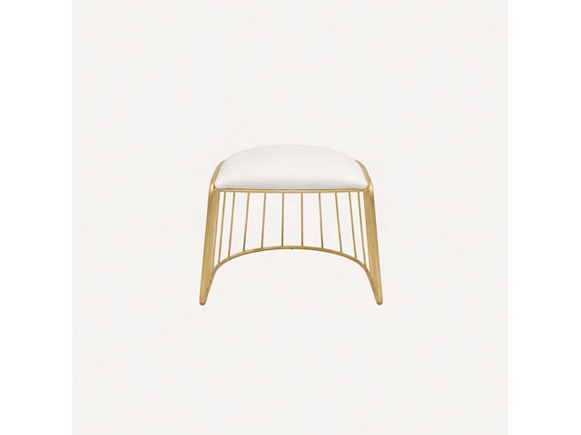 Set van 3 krukjes 45 cm - beige leren gouden structuur - zonder rugleuning - afbeelding 2 van  3