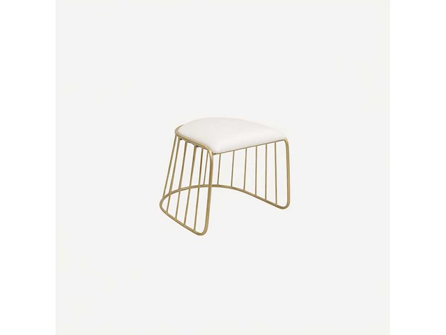 Set van 3 krukjes 45 cm - beige leren gouden structuur - zonder rugleuning - afbeelding 1 van  3