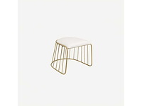 Set van 3 krukjes 45 cm - beige leren gouden structuur - zonder rugleuning - afbeelding 1 van  3