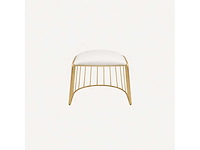 Set van 3 krukjes 45 cm - beige leren gouden structuur - zonder rugleuning - afbeelding 2 van  3